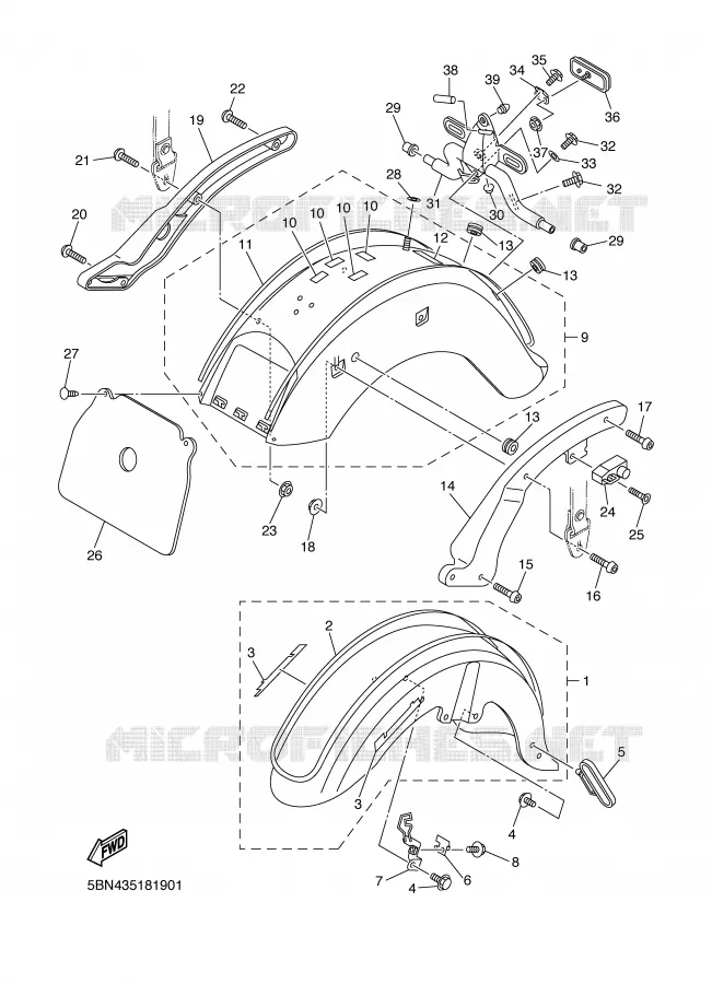 GARDE BOUE Yamaha MOTO 650 1999 DRAGSTAR  XVS650A