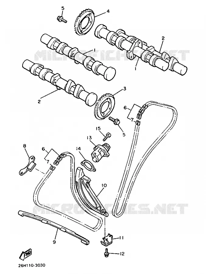 ARBRE A CAMES / CHAINE DE DISTRIBUTION Yamaha MOTO 1300 1996 ROYALSTAR  XVZ13AHC
