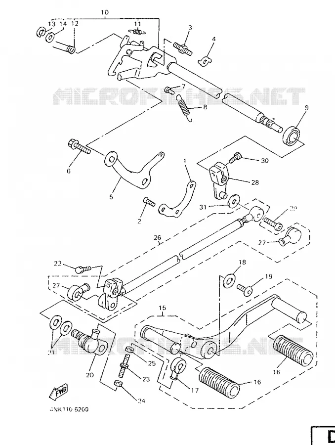 AXE DE SELECTEUR / PEDALE Yamaha MOTO 1300 1996 ROYALSTAR  XVZ13ATH