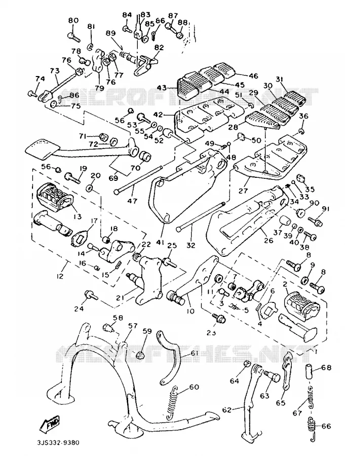 SUPPORT / REPOSE PIEDS Yamaha MOTO 1300 1989 ROYALE VENTURE  XVZ13TD