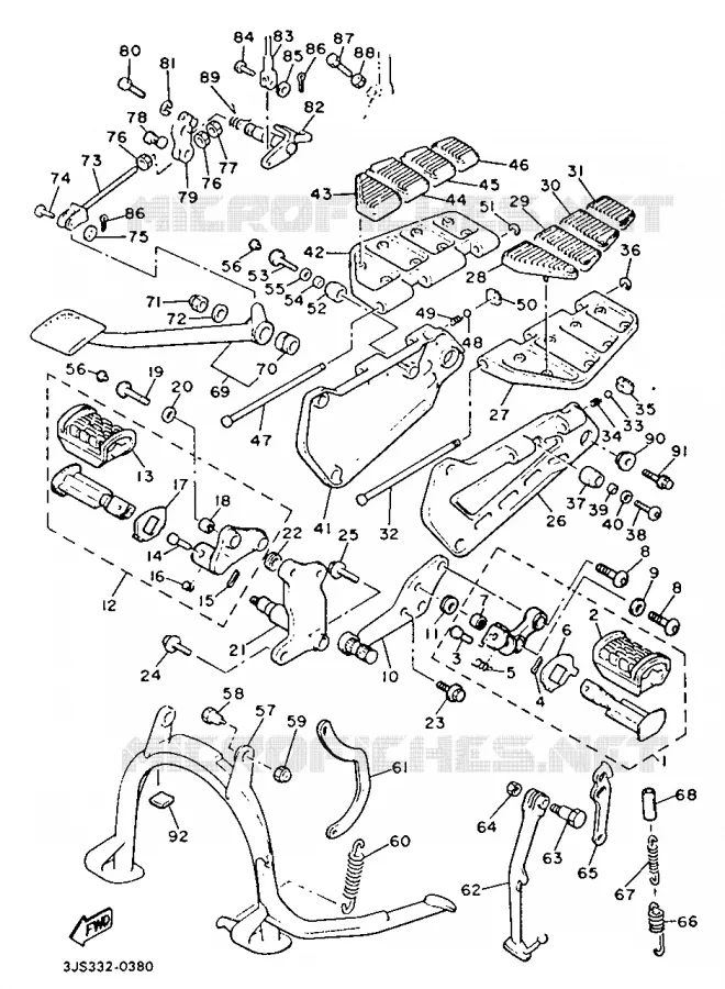 SUPPORT / REPOSE PIEDS Yamaha MOTO 1300 1991 ROYALE VENTURE  XVZ13TD