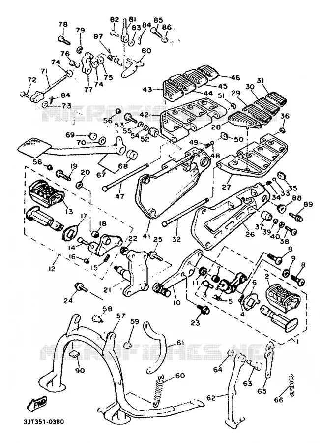 SUPPORT / REPOSE PIEDS Yamaha MOTO 1300 1991 ROYALE VENTURE  XVZ13TD