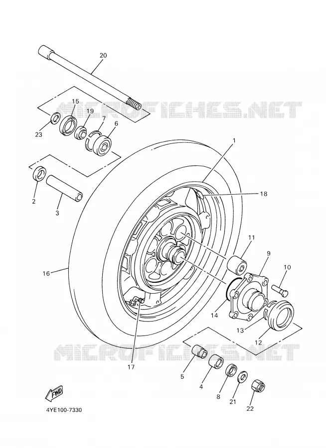 ROUE ARRIERE Yamaha MOTO 1300 1999 ROYALSTAR  XVZ13TFL