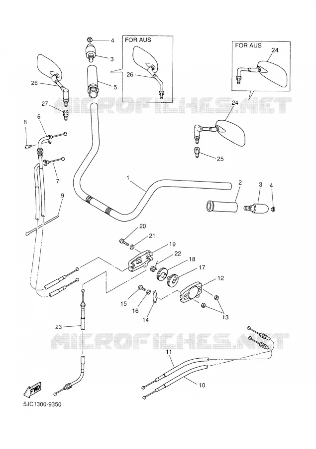 GUIDON ET CABLES Yamaha MOTO 1300 1999 ROYALSTAR  XVZ13TFL