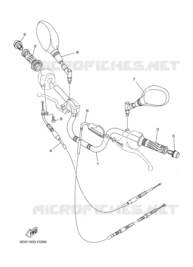 GUIDON ET CABLES Yamaha MOTO 125 2005 YBR  YBR125ED