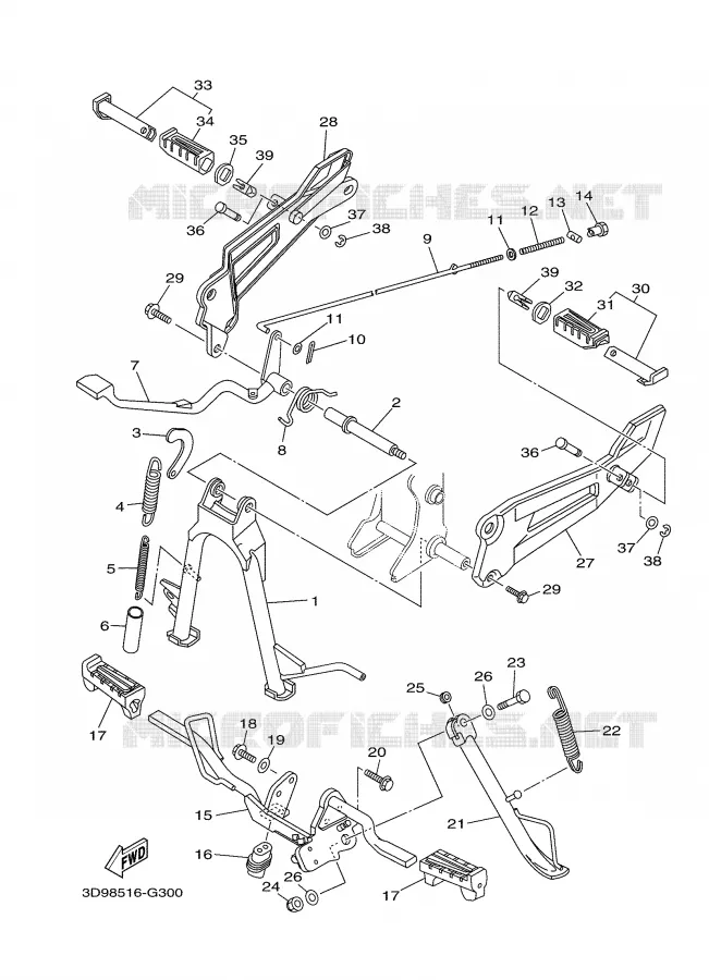 BEQUILLE / REPOSE PIEDS Yamaha MOTO 125 2008 YBR  YBR125ESD