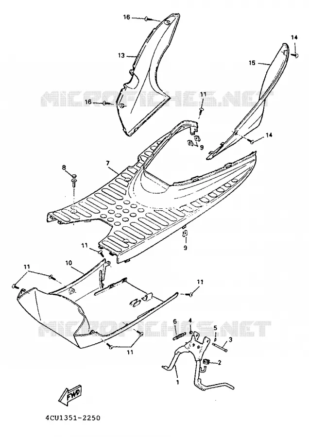 SUPPORT / REPOSE PIEDS Yamaha SCOOTER 50 1992 EVOLIS  YE50