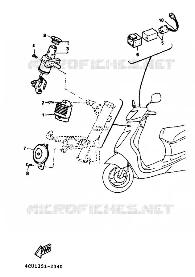 PARTIE ELECTRIQUE 1 Yamaha SCOOTER 50 1993 EVOLIS  YE50