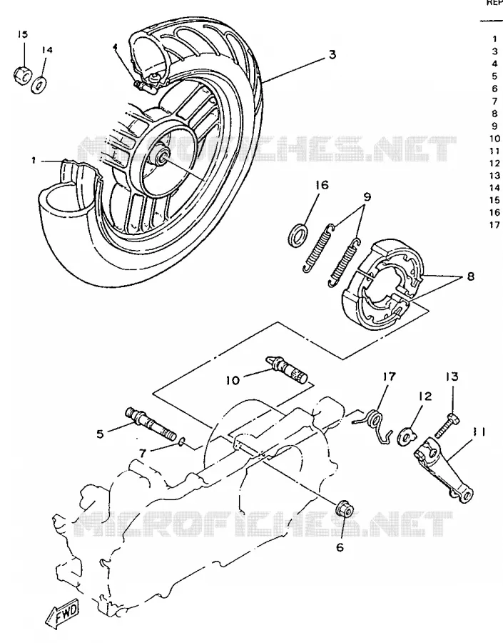 ROUE ARRIERE Yamaha SCOOTER 50 1995 EVOLIS  YE50