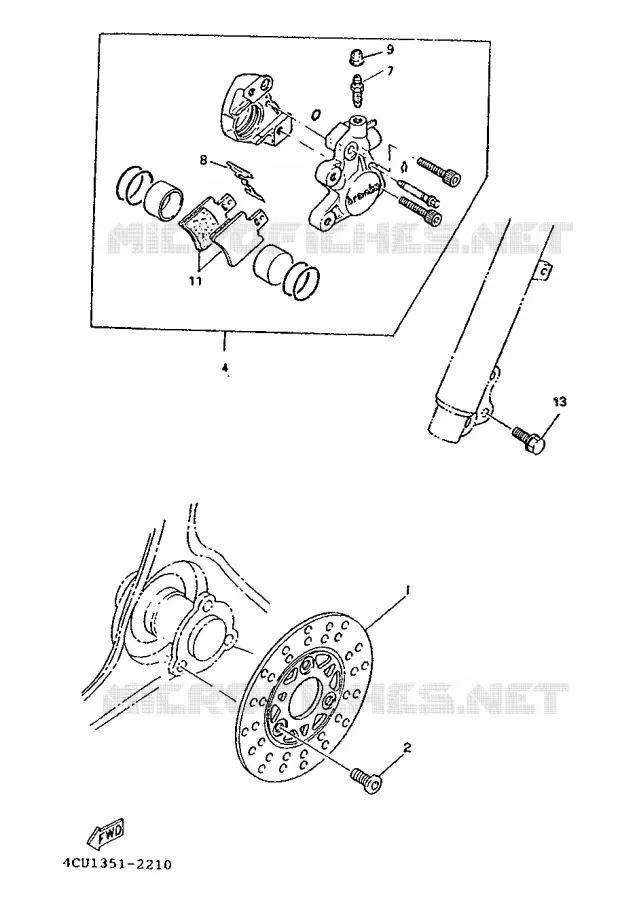 ROUE AVANT / ETRIER DE FREIN Yamaha SCOOTER 80 1995 ZEST  YE80