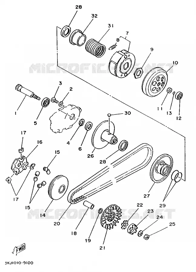 EMBRAYAGE DE DEMARREUR Yamaha SCOOTER 80 1995 ZEST  YE80