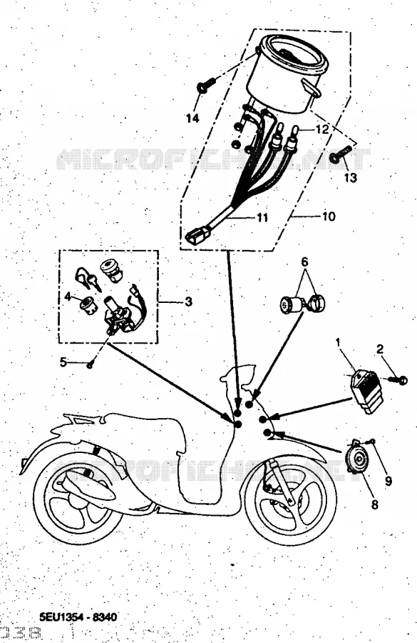 PARTIE ELECTRIQUE 1 Yamaha SCOOTER 50 1998 FLIPPER  YH50