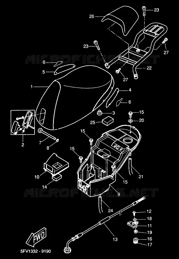 SELLE / PORTE BAGAGES Yamaha SCOOTER 50 2000 FLIPPER  YH50