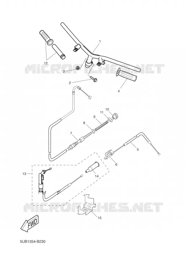 GUIDON ET CABLES Yamaha SCOOTER 50 2001 FLIPPER  YH50