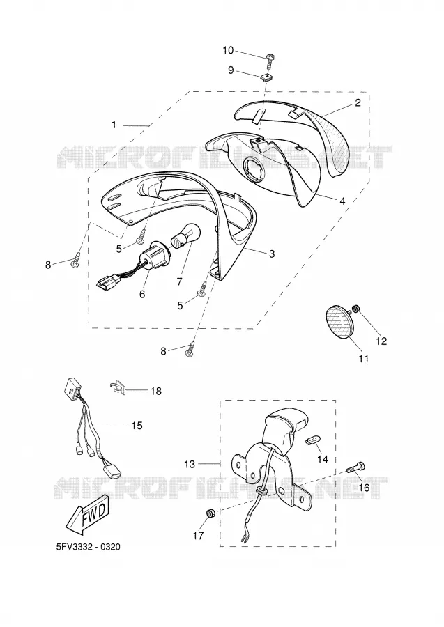 FEU ARRIERE Yamaha SCOOTER 50 2002 FLIPPER  YH50