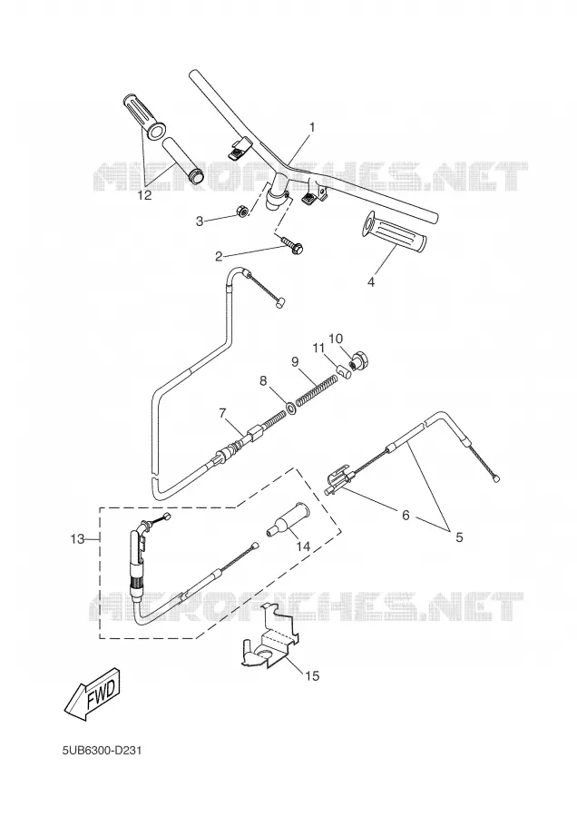 GUIDON ET CABLES Yamaha SCOOTER 50 2006 WHY  YH50