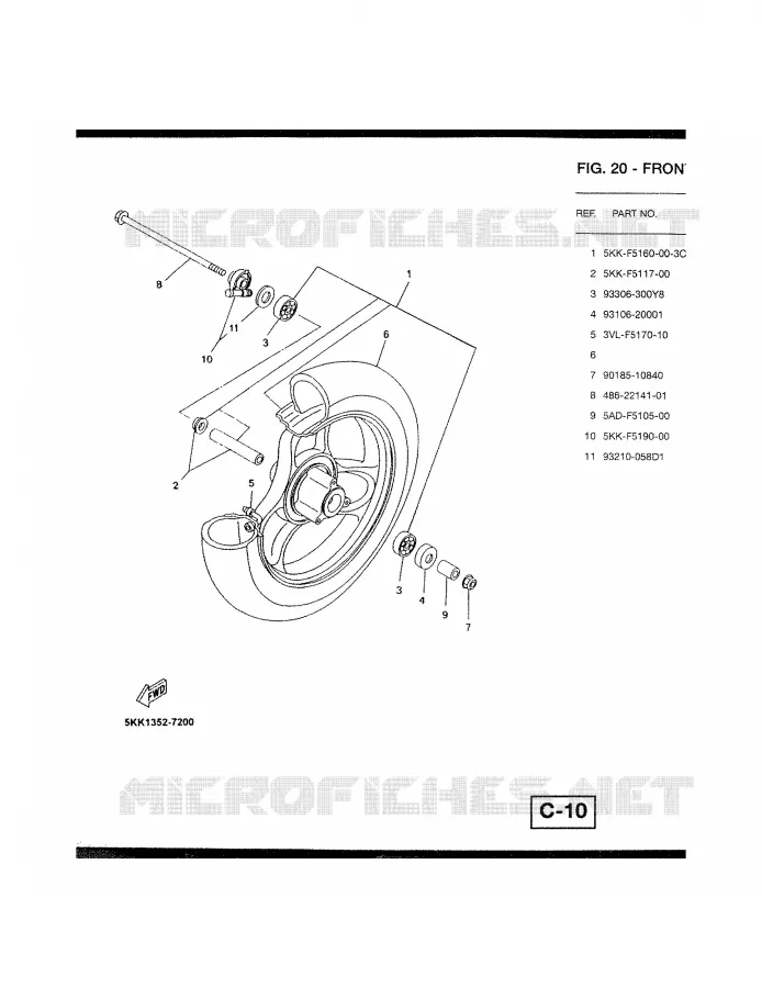 ROUE AVANT Yamaha SCOOTER 100 1999 YN  YN100