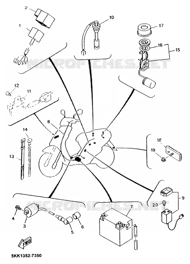PARTIE ELECTRIQUE 2 Yamaha SCOOTER 100 1999 YN  YN100