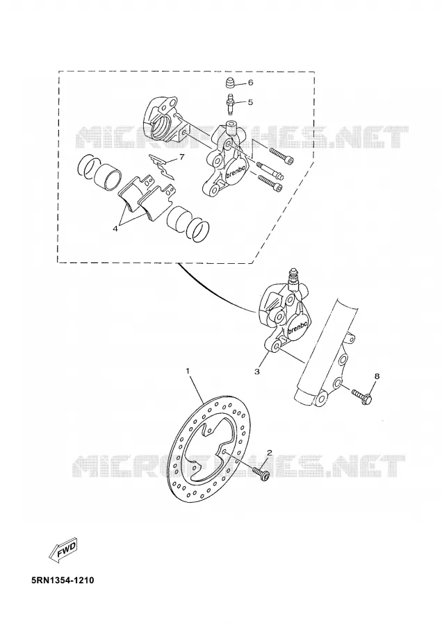 ETRIER DE FREIN AVANT Yamaha SCOOTER 50 2002 YN  YN50