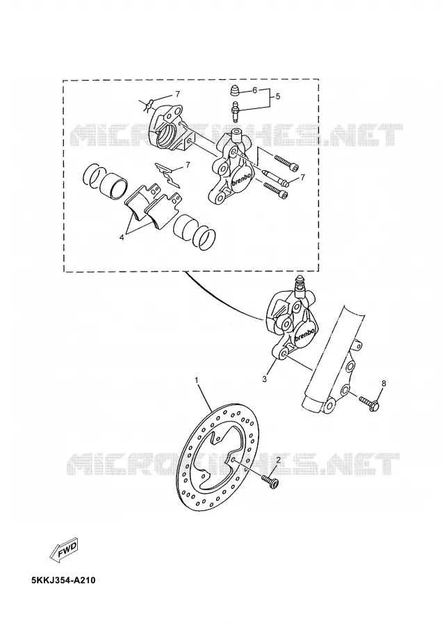 ETRIER DE FREIN AVANT Yamaha SCOOTER 50 2003 YN  YN50