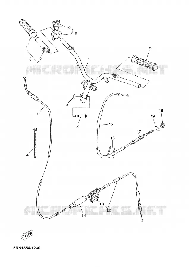 GUIDON ET CABLES Yamaha SCOOTER 50 2004 NEO'S  YN50 OVETTO 50