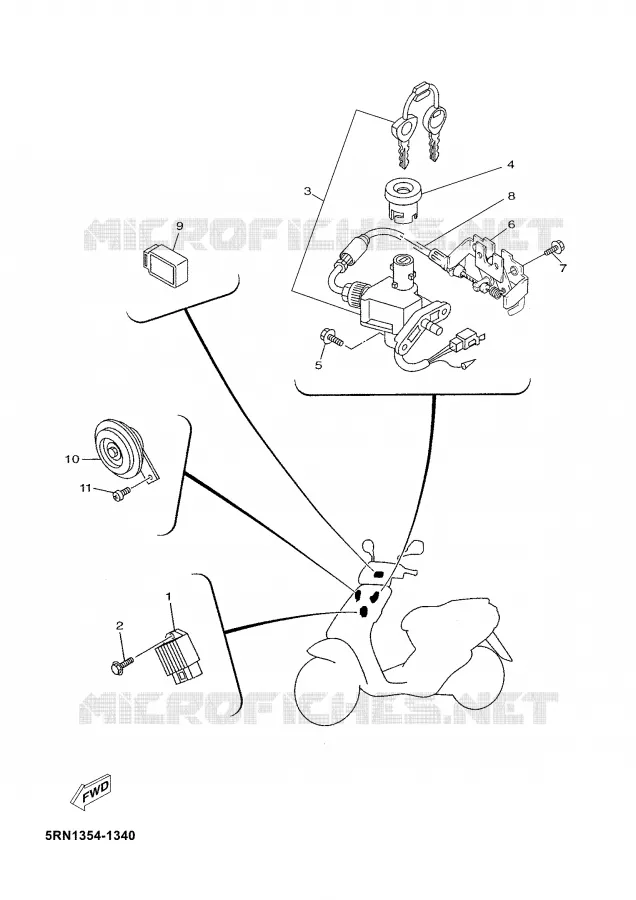 PARTIE ELECTRIQUE 1 Yamaha SCOOTER 50 2004 NEO'S  YN50