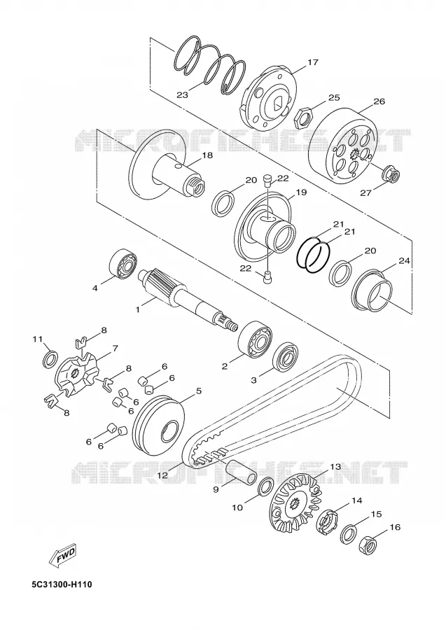 EMBRAYAGE DE DEMARREUR Yamaha SCOOTER 50 2009 NEOS 4T  YN50F