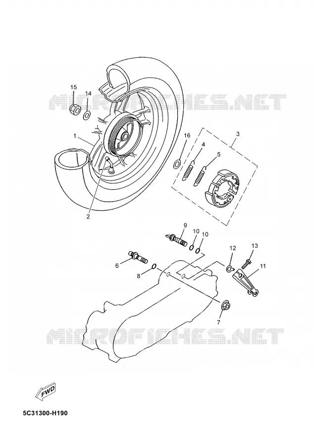 ROUE ARRIERE Yamaha SCOOTER 50 2009 NEOS 4T  YN50F