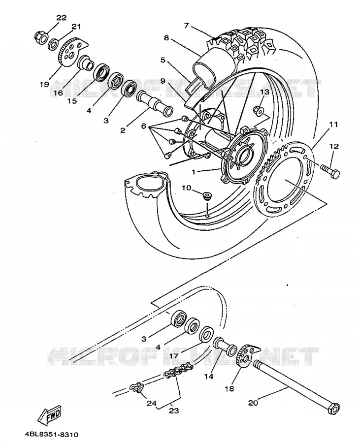 ROUE ARRIERE Yamaha MOTO 125 1998 DTR  DT125R