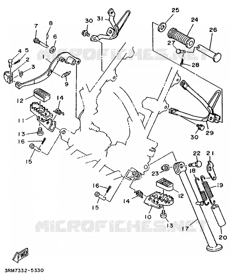 SUPPORT / REPOSE PIEDS Yamaha MOTO 125 1999 DTR  DT125R