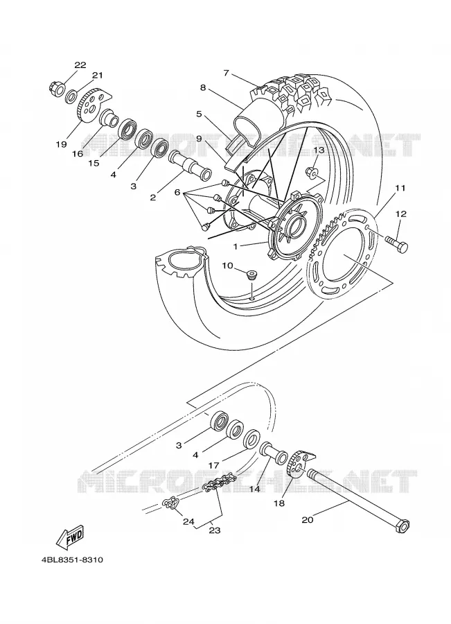 ROUE ARRIERE Yamaha MOTO 125 2000 DTR  DT125R