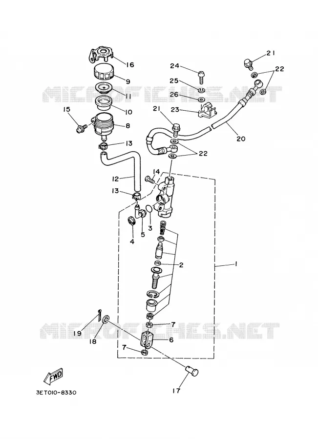 MAITRE CYLINDRE DE FREIN ARRIERE Yamaha MOTO 125 2000 DTR  DT125R