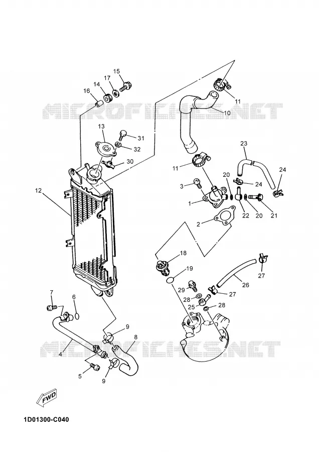 RADIATEUR / DURITES Yamaha MOTO 125 2004 DTR  DT125R