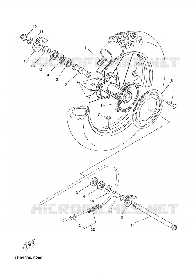 ROUE ARRIERE Yamaha MOTO 125 2004 DTR  DT125R