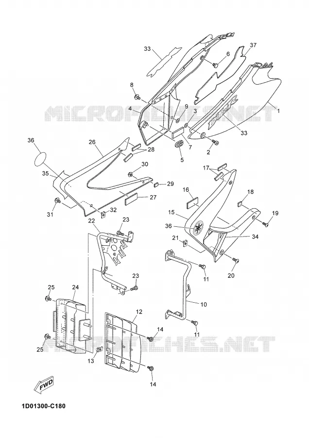 COUVERCLE LATERAL Yamaha MOTO 125 2004 DTR  DT125R