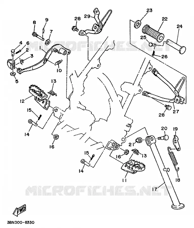 SUPPORT / REPOSE PIEDS Yamaha MOTO 125 1988 DTR  DT125R (21.4PS)