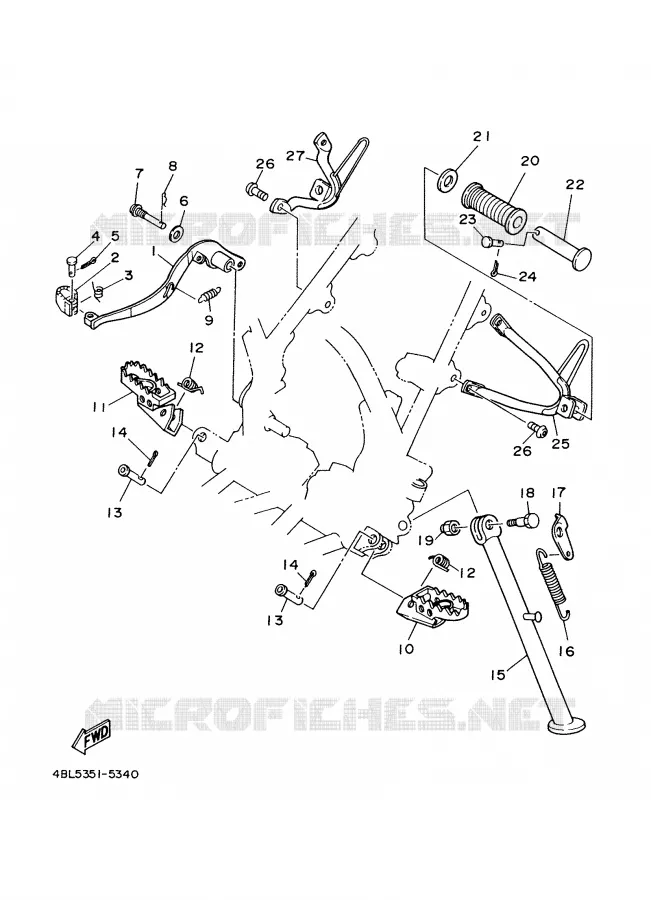 SUPPORT / REPOSE PIEDS Yamaha MOTO 125 1997 DTRE  DT125RE