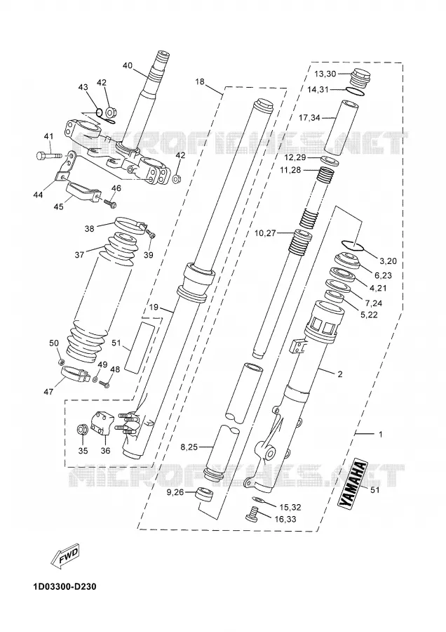 FOURCHE Yamaha MOTO 125 2006 DTRE  DT125RE