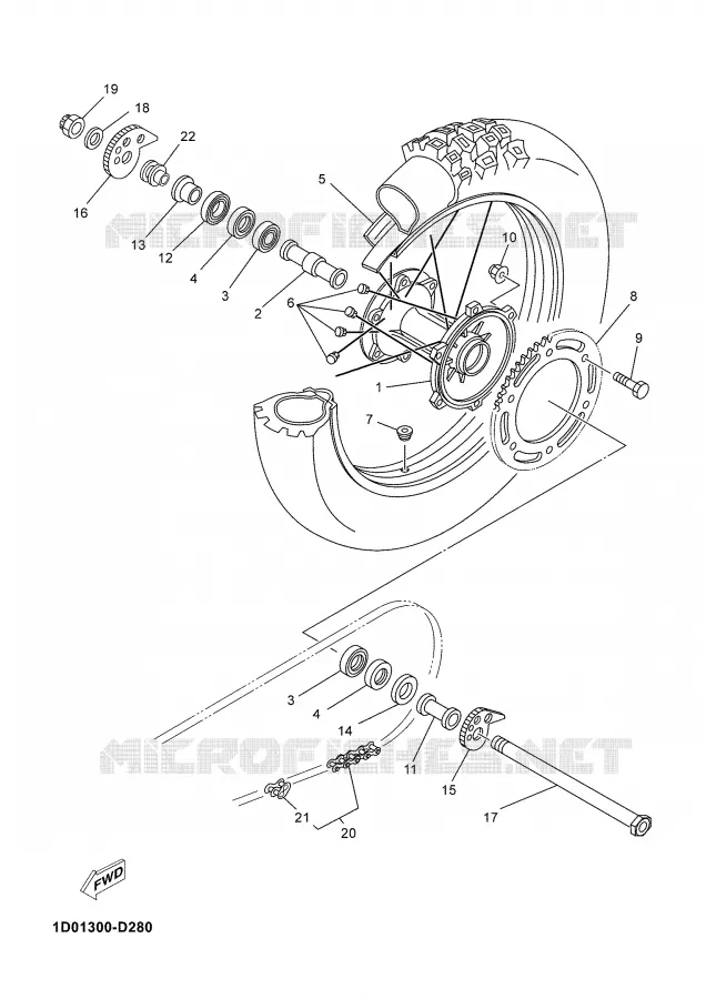ROUE ARRIERE Yamaha MOTO 125 2006 DTRE  DT125RE