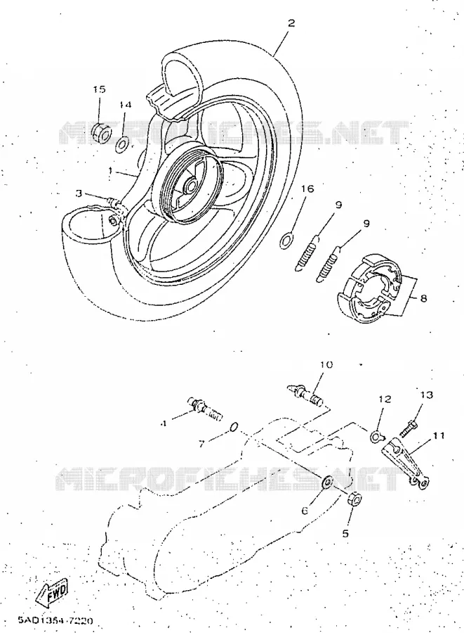 ROUE ARRIERE Yamaha SCOOTER 50 1998 NEOS  YN50R