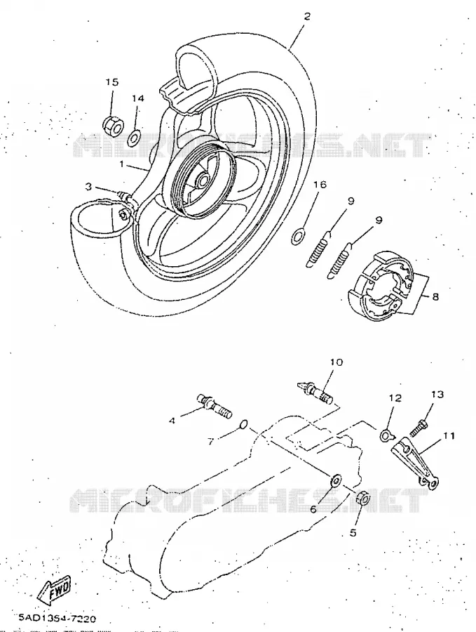 ROUE ARRIERE Yamaha SCOOTER 50 1998 NEOS  YN50R