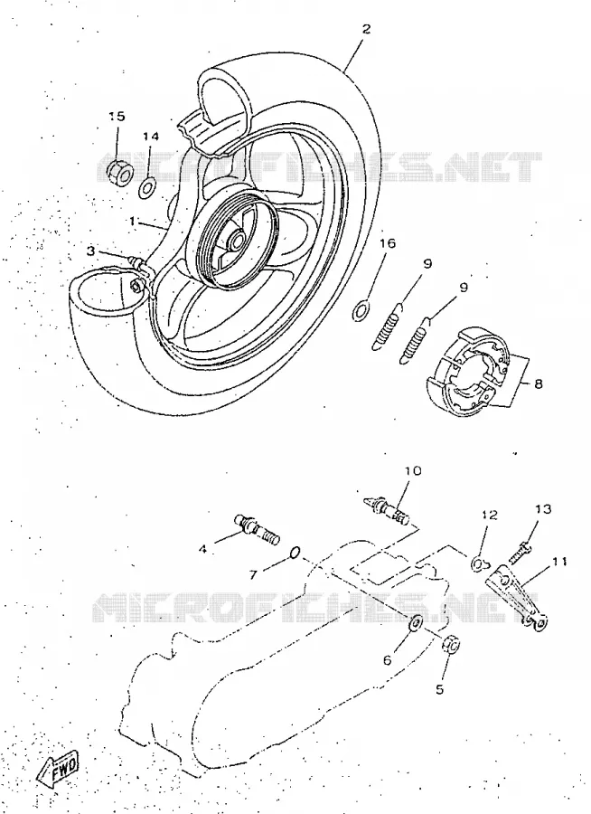 ROUE ARRIERE Yamaha SCOOTER 50 1998 NEOS  YN50R