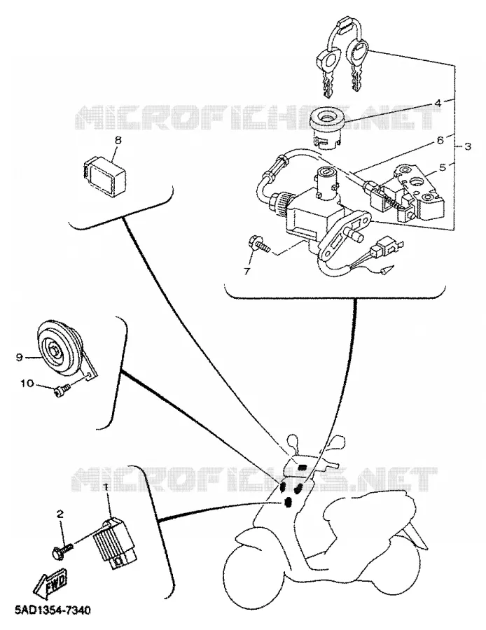 PARTIE ELECTRIQUE 1 Yamaha SCOOTER 50 2000 NEOS  YN50R