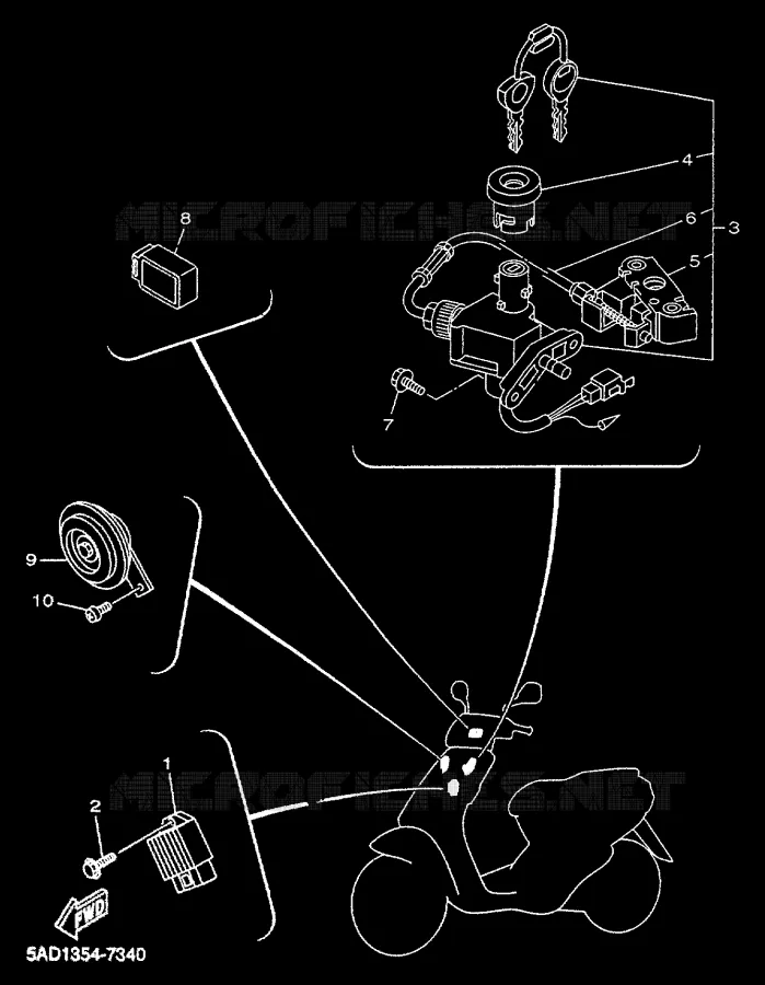 PARTIE ELECTRIQUE 1 Yamaha SCOOTER 50 2000 NEOS  YN50R