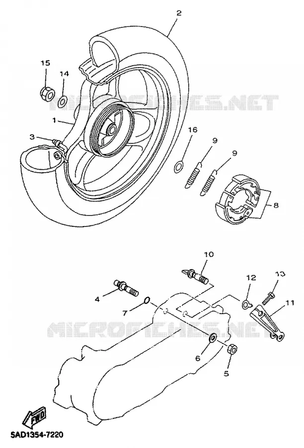 ROUE ARRIERE Yamaha SCOOTER 50 2000 NEOS  YN50R