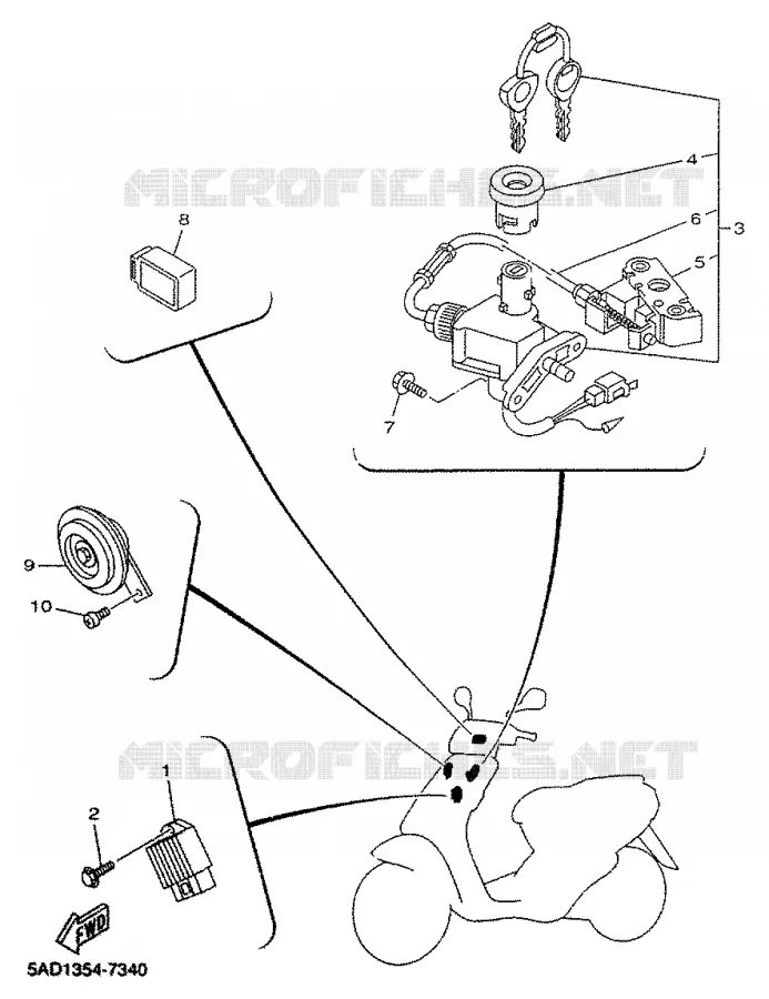 PARTIE ELECTRIQUE 1 Yamaha SCOOTER 50 2000 NEOS  YN50R