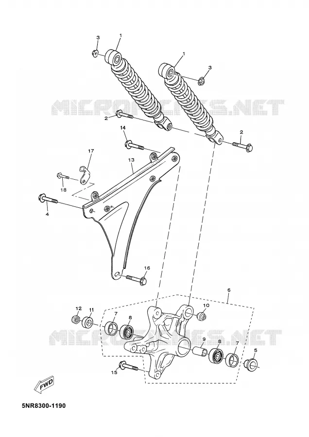 BRAS OSCILLANT / AMORTISSEUR Yamaha SCOOTER 125 2002 MAJESTY  YP125D