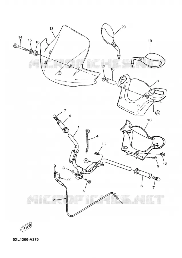 GUIDON ET CABLES Yamaha SCOOTER 125 2004 MAJESTY  YP125E