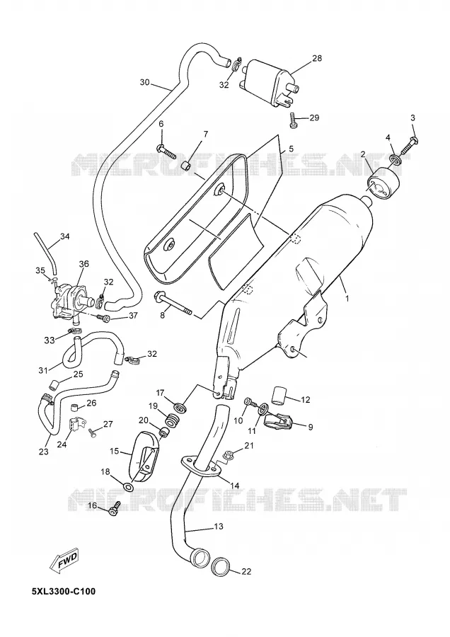 ECHAPPEMENT Yamaha SCOOTER 125 2005 MAJESTY  YP125E