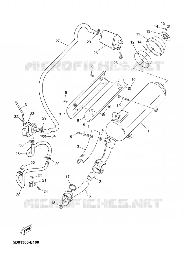 ECHAPPEMENT Yamaha SCOOTER 125 2007 MAJESTY  YP125E